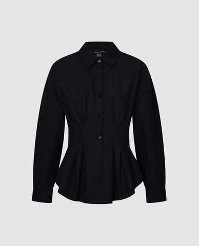  URBAN REVIVO - Áo sơ mi nữ cổ bẻ tay dài phom ôm 