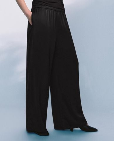  URBAN REVIVO - Quần nữ ống rộng lưng thun 