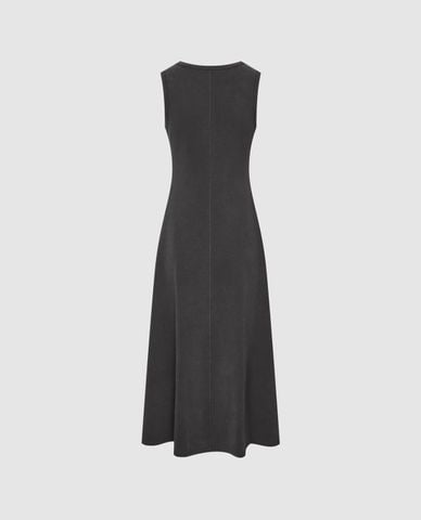  URBAN REVIVO - Đầm sát nách midi cổ tròn thanh lịch 