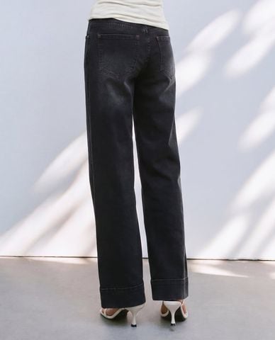  URBAN REVIVO - Quần jeans nữ ống đứng phối túi 