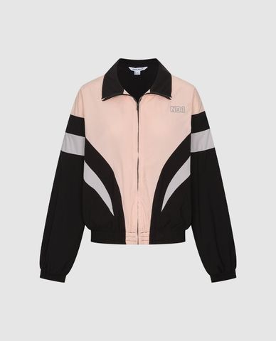  URBAN REVIVO - Áo khoác gió nữ cổ bẻ phối khóa zip 