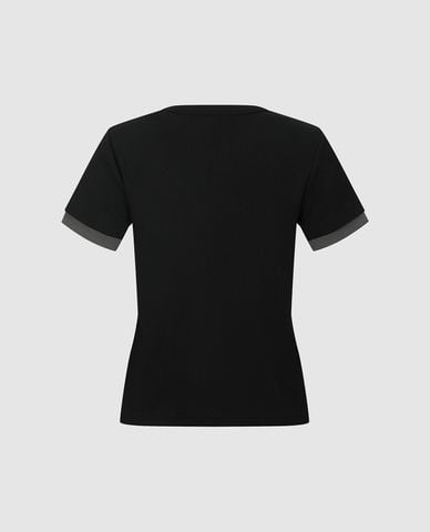  URBAN REVIVO - Áo thun nữ cổ tròn tay ngắn phom ôm 