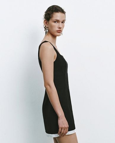  URBAN REVIVO - Đầm hai dây mini phối viền 