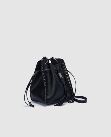  URBAN REVIVO - Túi đeo chéo nữ hình thang phối dây rút 