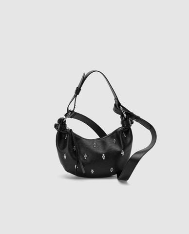  URBAN REVIVO - Túi đeo vai nữ hình bán nguyệt đính họa tiết 