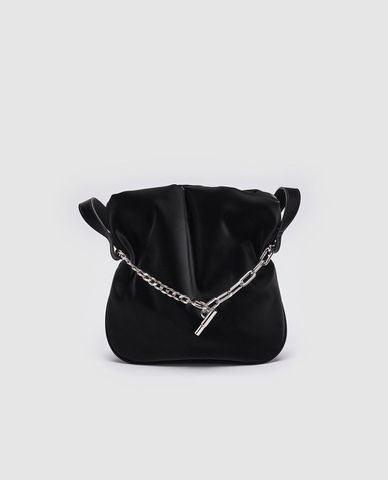  URBAN REVIVO - Túi đeo vai nữ hình vuông phối quai xích bạc 