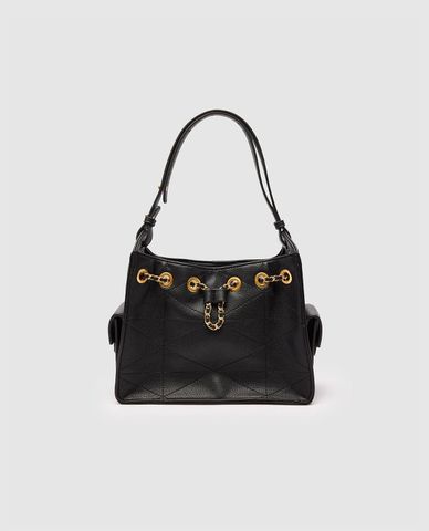  URBAN REVIVO - Túi đeo vai nữ hình thang khóa xích 