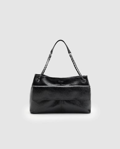  URBAN REVIVO - Túi đeo vai nữ phom chữ nhật phối dây xích 