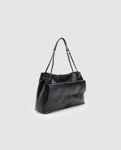  URBAN REVIVO - Túi đeo vai nữ phom chữ nhật phối dây xích 