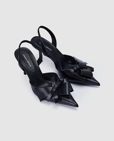  URBAN REVIVO - Giày sandals cao gót nữ mũi nhọn phối nơ 