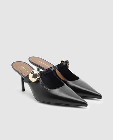  URBAN REVIVO - Giày mules cao gót nữ mũi nhọn 