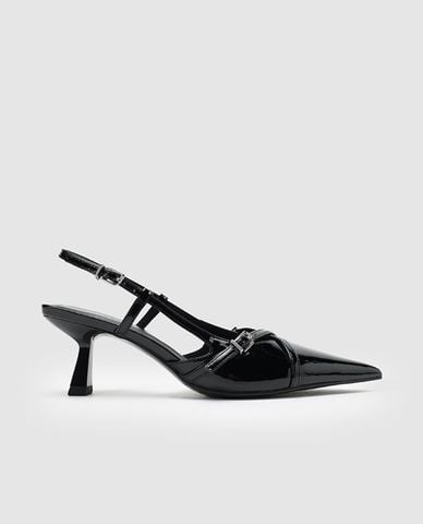  URBAN REVIVO - Giày sandals cao gót nữ bít mũi khóa kim loại 