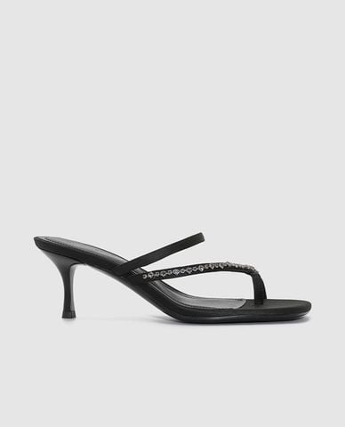  URBAN REVIVO - Giày mules cao gót nữ mũi vuông xỏ ngón 
