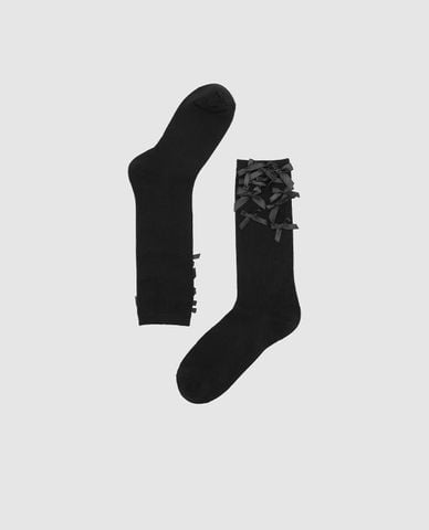  URBAN REVIVO - Vớ nữ cổ cao thêu nơ 