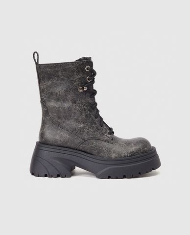  URBAN REVIVO - Giày boots nữ đế cao Distressed Round Toe 