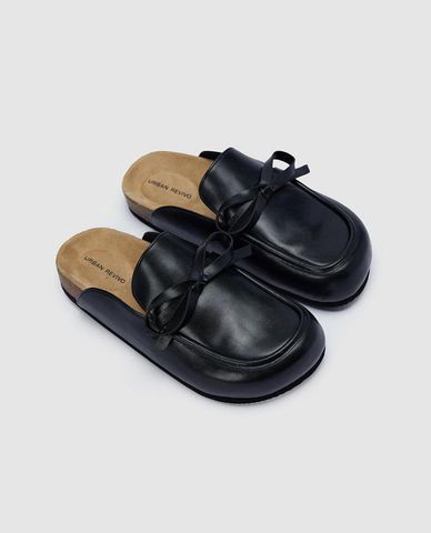 URBAN REVIVO - Giày mules nữ đế bệt mũi tròn Vegan Leather 