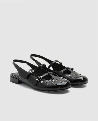  URBAN REVIVO - Giày sandals cao gót nữ đế thấp mũi tròn 