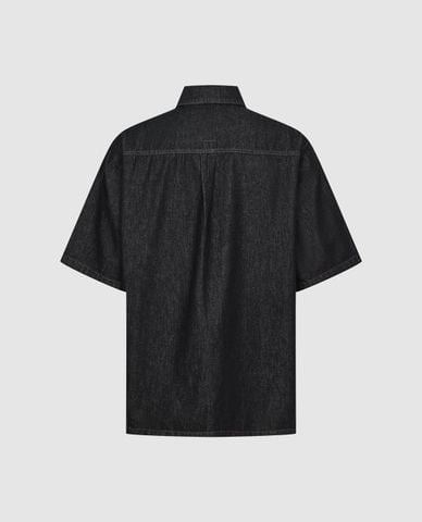  URBAN REVIVO - Áo sơ mi denim nam tay ngắn phối túi 