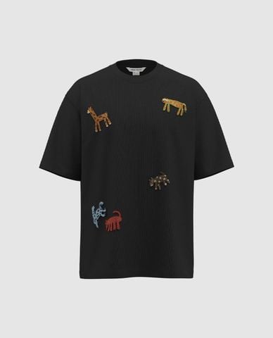  URBAN REVIVO - Áo thun nam cổ tròn tay ngắn phối hình trẻ trung 