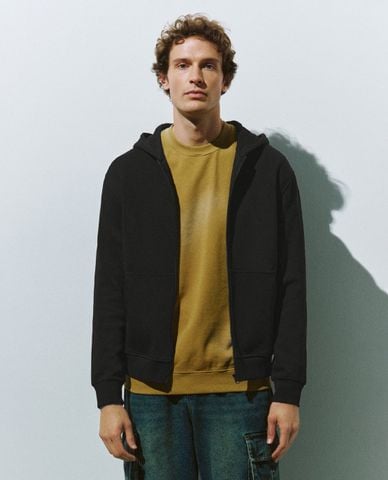  URBAN REVIVO - Áo khoác nam phối mũ tay dài 