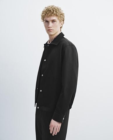  URBAN REVIVO - Áo khoác sơ mi nam cổ bẻ tay dài 