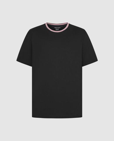  URBAN REVIVO - Áo thun nam cổ tròn tay ngắn phối viền 