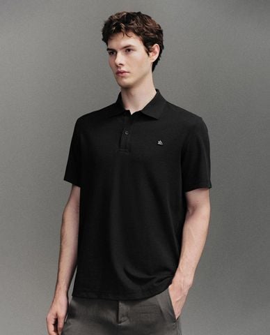  URBAN REVIVO - Áo polo nam cổ bẻ tay ngắn phối họa tiết 