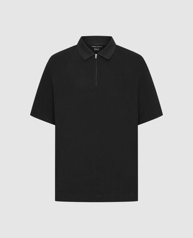  URBAN REVIVO - Áo polo nam tay ngắn phối khoá zip 