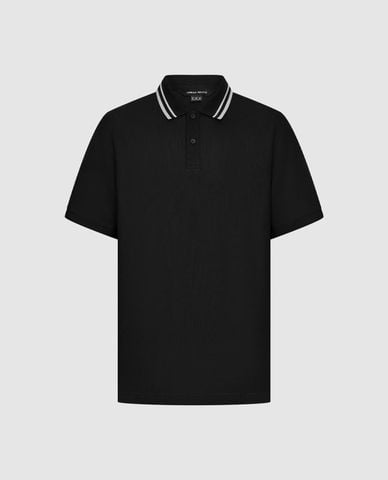 URBAN REVIVO - Áo polo nam cổ bẻ tay ngắn viền sọc 