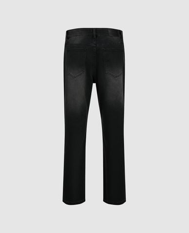  URBAN REVIVO - Quần jeans nam ống đứng wash bạc 