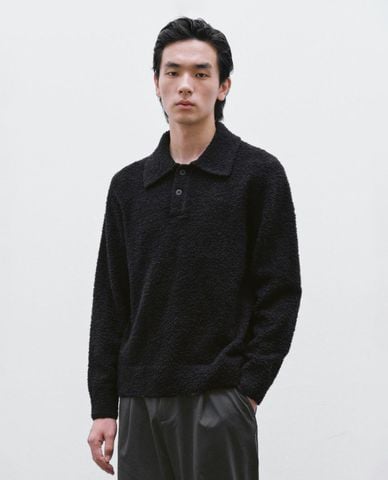  URBAN REVIVO - Áo dệt kim nam cổ bẻ tay dài 