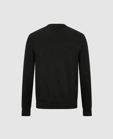  URBAN REVIVO - Áo dệt kim nam cổ tròn tay dài phối viền 