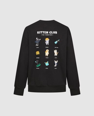  URBAN REVIVO - Áo sweatshirt nam cổ tròn họa tiết mèo 