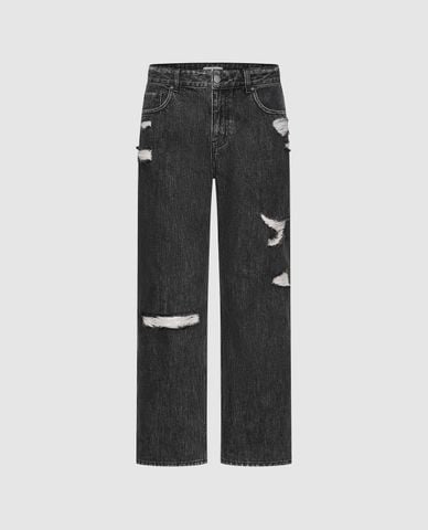  URBAN REVIVO - Quần jeans nam ống rộng rách gối 