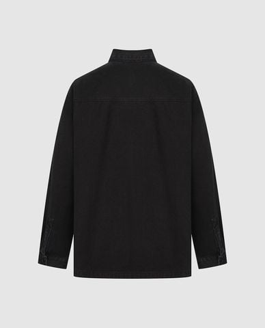  URBAN REVIVO - Áo sơ mi denim nam cổ bẻ tay dài 