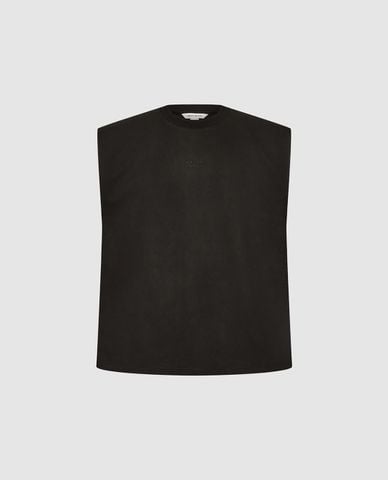  URBAN REVIVO - Áo ba lỗ nam cổ tròn thêu chữ tối giản 