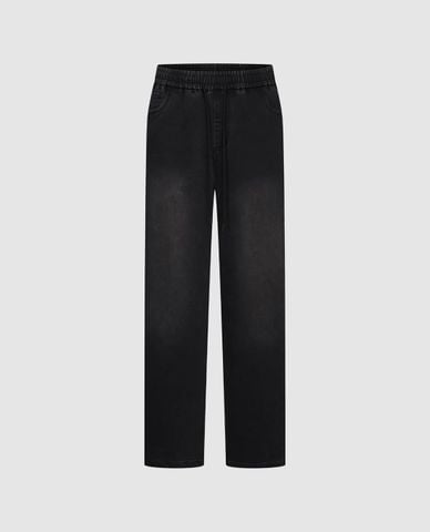  URBAN REVIVO - Quần jeans nam ống rộng lưng thun 