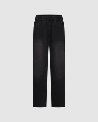  URBAN REVIVO - Quần jeans nam ống rộng lưng thun 