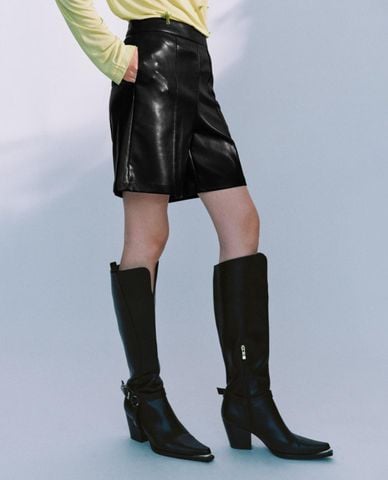  URBAN REVIVO - Quần short nữ ống rộng lưng cao 