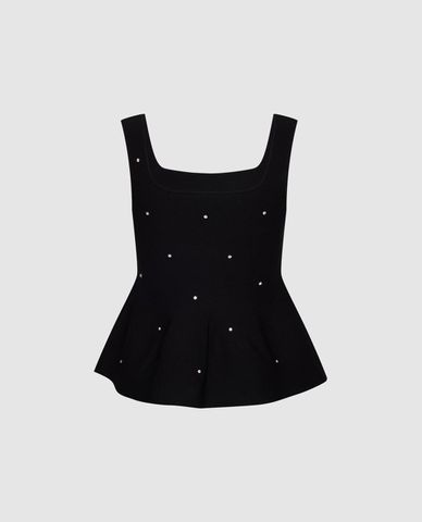  URBAN REVIVO - Áo hai dây nữ cổ vuông đính đá 