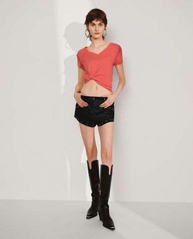  URBAN REVIVO - Quần short jeans nữ đính đá cá tính 