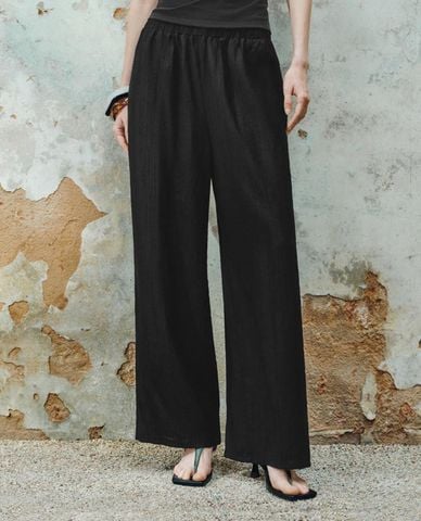  URBAN REVIVO - Quần nữ ống rộng lưng thun 