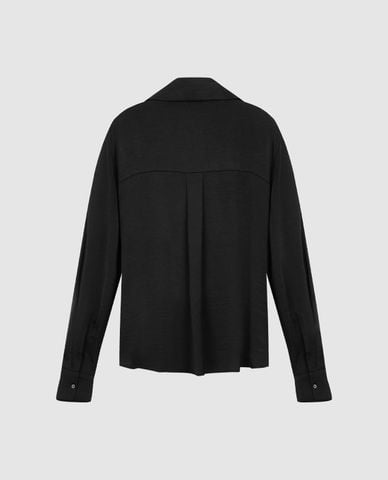  URBAN REVIVO - Áo sơ mi nữ cổ bẻ tay dài xoắn eo 