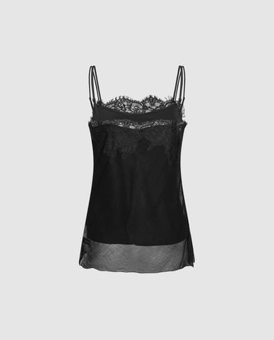 URBAN REVIVO - Áo hai dây nữ viền ren phối layer 