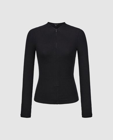  URBAN REVIVO - Áo thun nữ cổ V tay dài phom ôm 