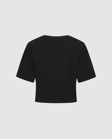  URBAN REVIVO - Áo kiểu nữ cổ tròn tay ngắn xoắn hoa 