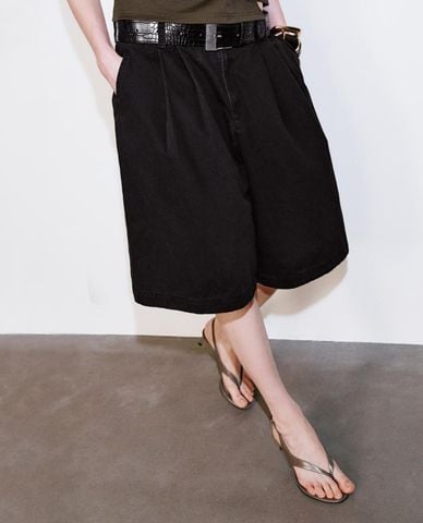  URBAN REVIVO - Quần short nữ ống rộng kèm thắt lưng 