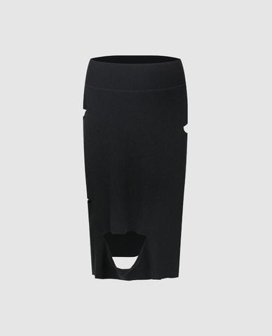  URBAN REVIVO - Chân váy dệt kim midi cá tính 