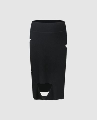  URBAN REVIVO - Chân váy dệt kim midi cá tính 