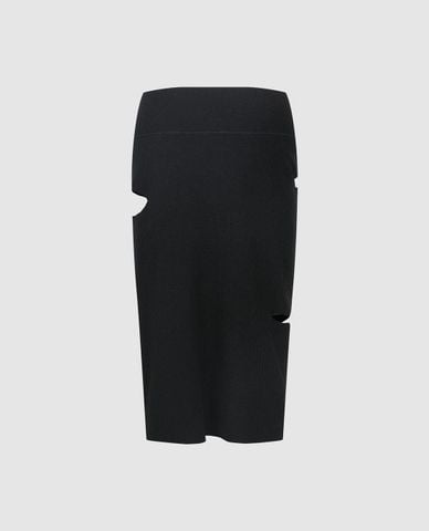  URBAN REVIVO - Chân váy dệt kim midi cá tính 